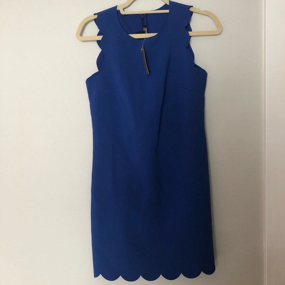 Jcrew scalloped cocktail dress in blue color NWT